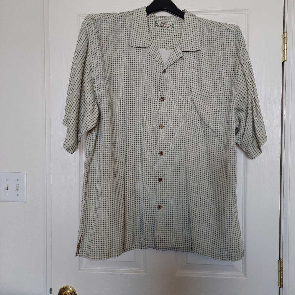 Tommy Bahama 100% Silk Shirt Men's Button Up Size Large Read Description